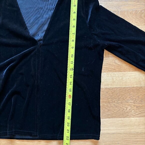 Y2K late 90s Vintage Velvet Black Cardigan Shrug Small - Picture 4 of 7